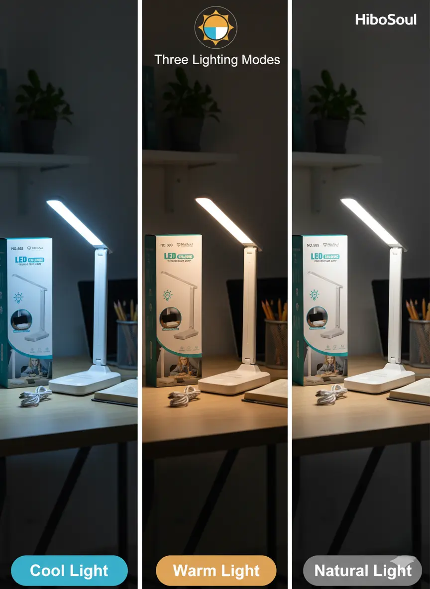 TaskFlow table lamp with 3 lighting modes – cool white, daylight, warm yellow